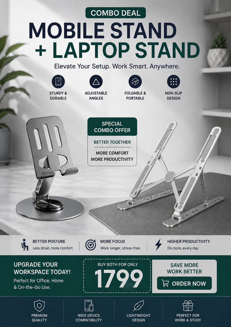 Laptop Stand + Free Mobile Stand Combo